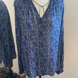 Lucky Brand Navy Floral Blouse